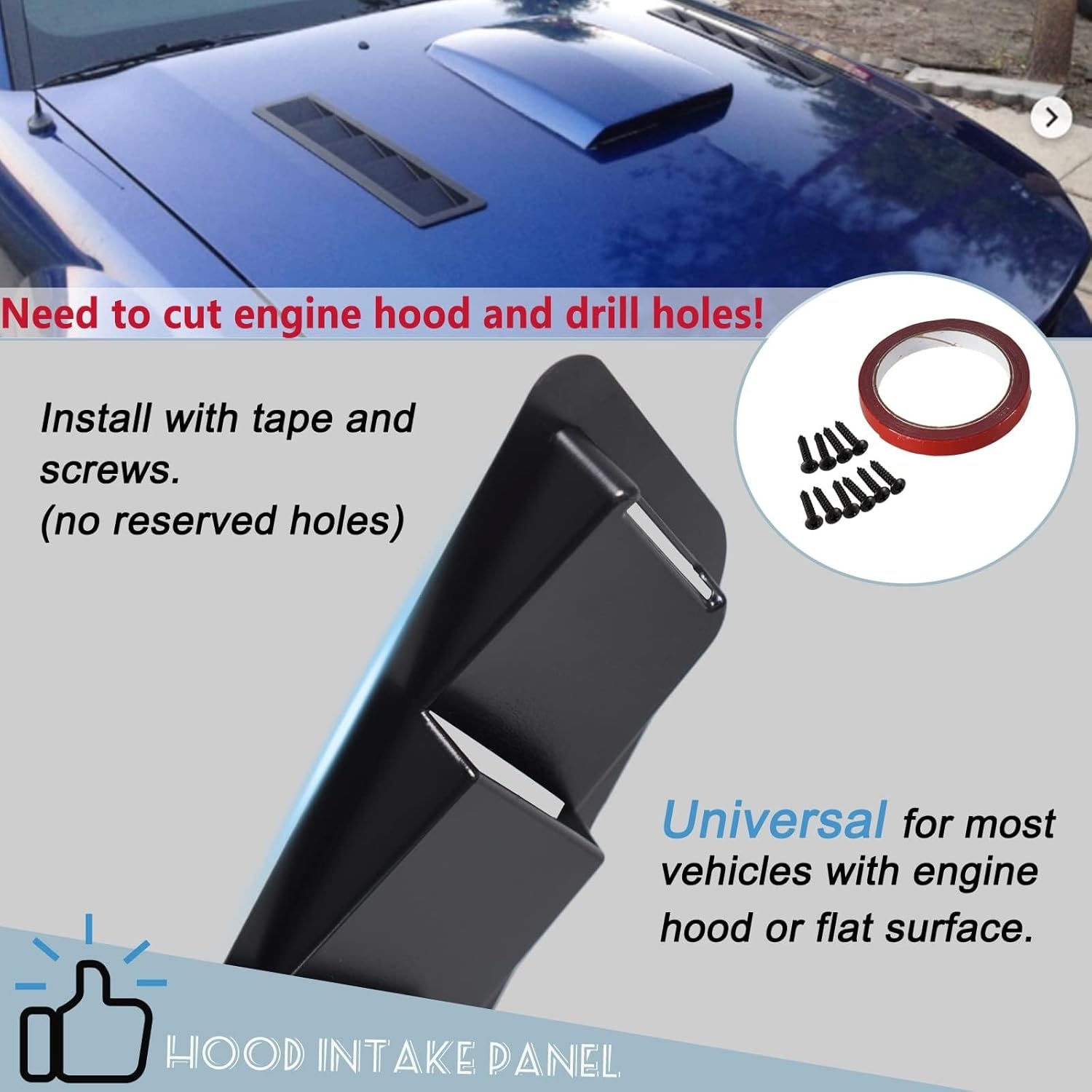 YESHMA Car Hood Vents Scoop Bonnet Cover Hood Intake Scoop Louvers Cooling Intake Vent Cover (Gloss Black) - Image 5