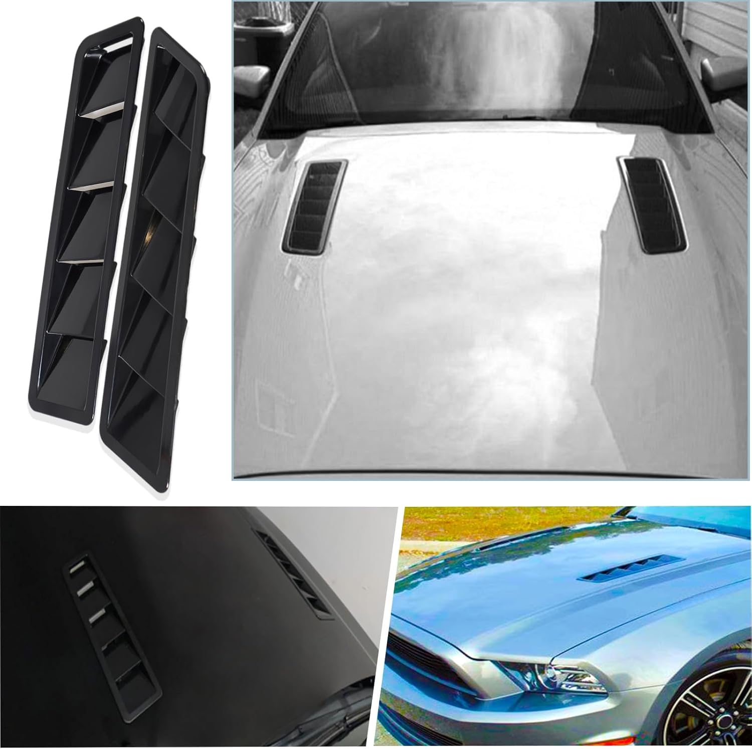 YESHMA Car Hood Vents Scoop Bonnet Cover Hood Intake Scoop Louvers Cooling Intake Vent Cover (Gloss Black) - Image 7