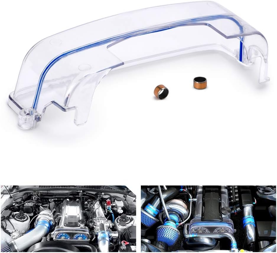 PTNHZ Clear CAM Cover Timing Belt Cover Turbo CAM Pulley Compatible Relacement for 92-05 Toyota Supra 2JZ 2JZGTE Lexus 3.0L Non-VVTI