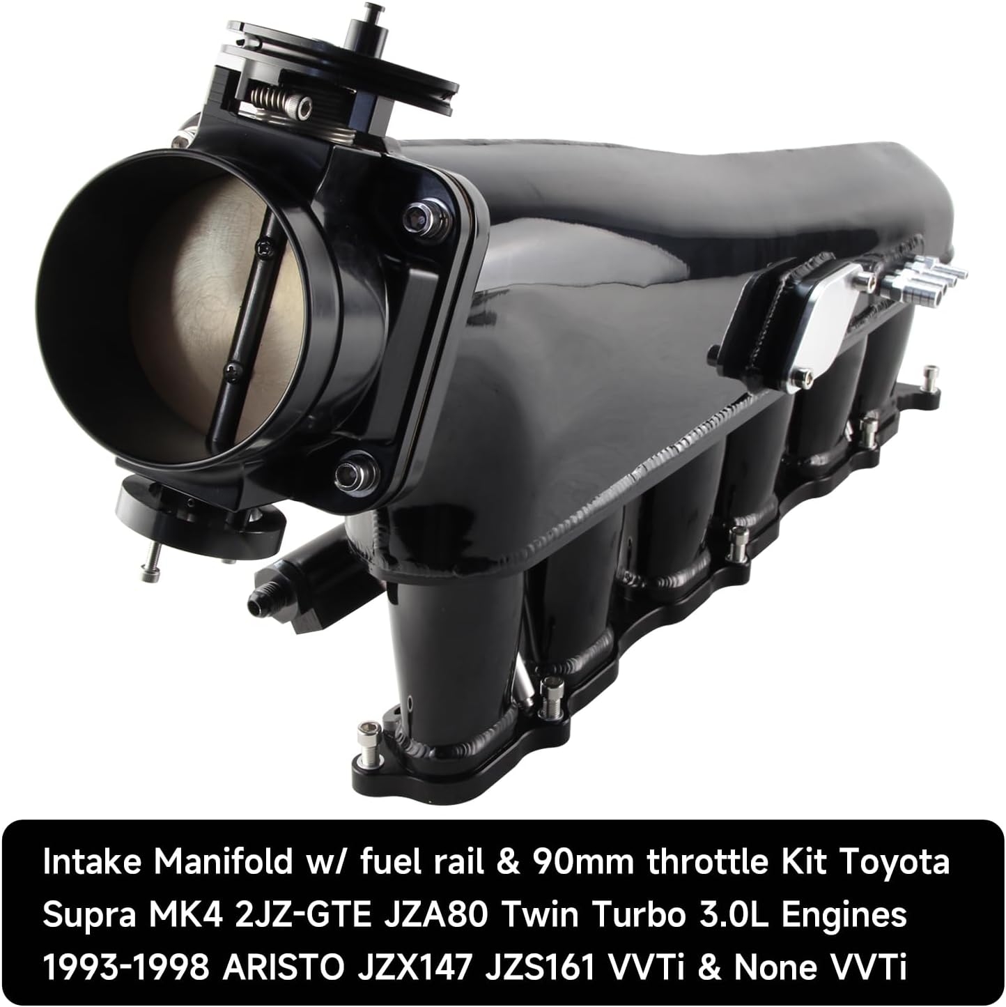 Intake Manifold Fuel Rail 90mm Throttle Body For Toyota Supra MK4 2JZ-GTE JZA80 Black - Image 5