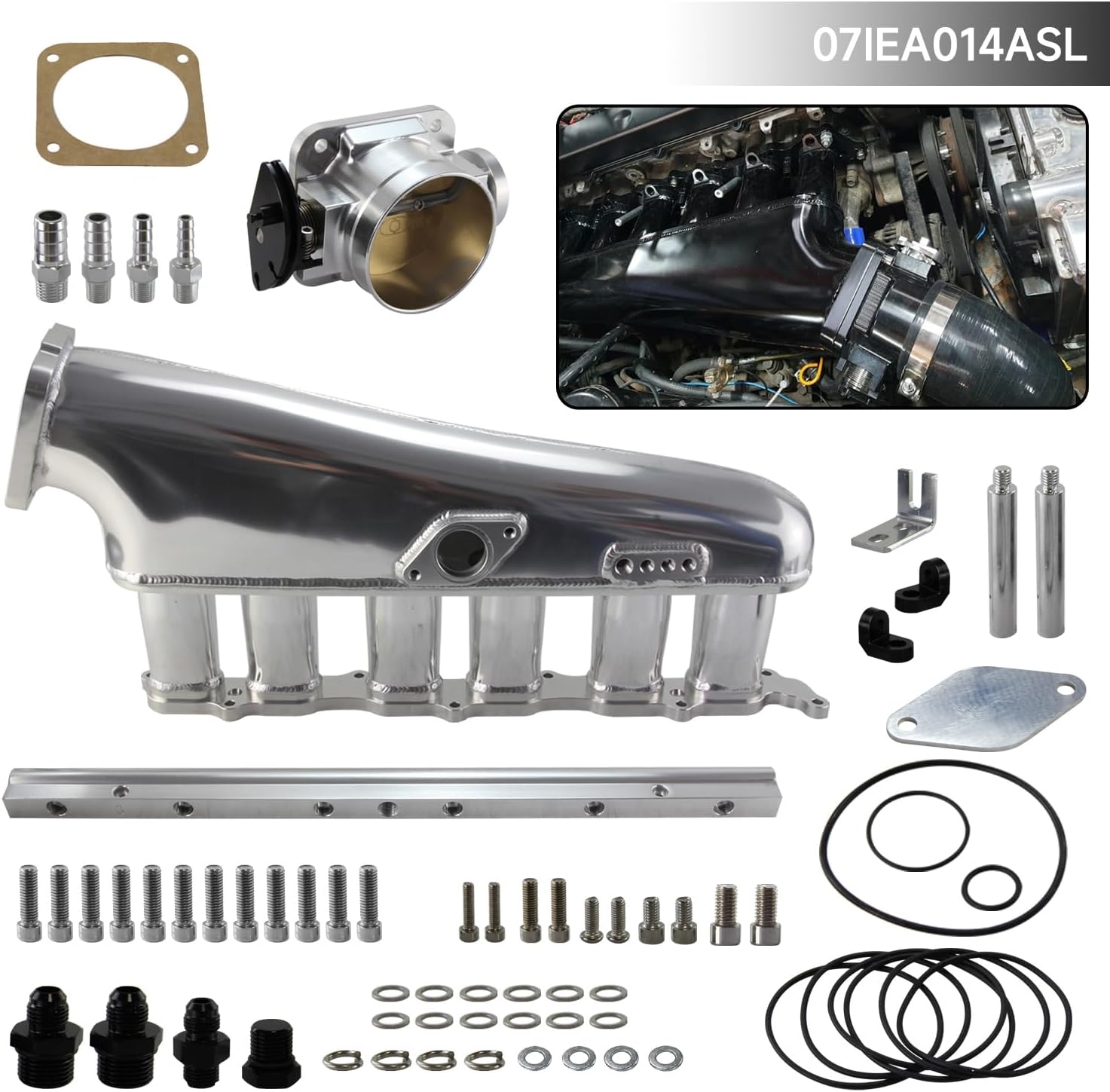 Intake Manifold Fuel Rail 90mm Throttle Body For Toyota Supra MK4 2JZ-GTE JZA80 Black - Image 8