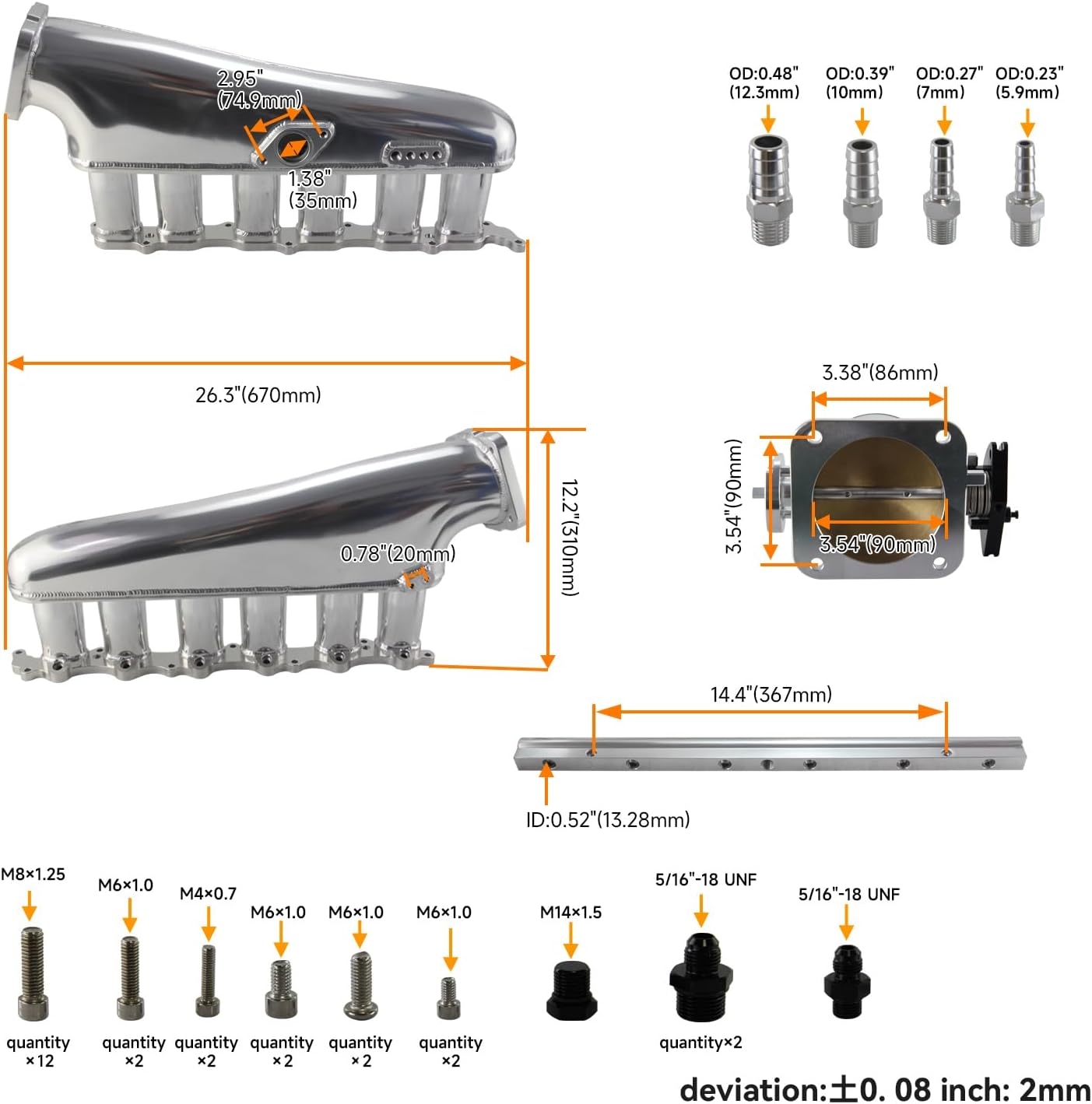 Intake Manifold Fuel Rail 90mm Throttle Body For Toyota Supra MK4 2JZ-GTE JZA80 Black - Image 9