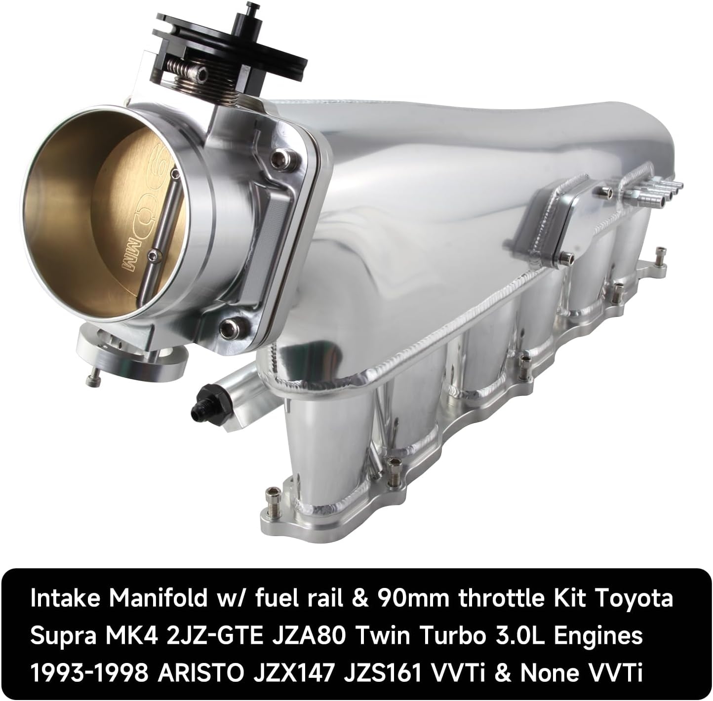 Intake Manifold Fuel Rail 90mm Throttle Body For Toyota Supra MK4 2JZ-GTE JZA80 Black - Image 11