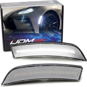 iJDMTOY Semi-Clear Lens 36-SMD White Full LED Bumper Side Marker Light Kit Compatible With Subaru 2022-up BRZ, Compatible With Toyota 2022-up GR86, Replace OEM Single LED Front Sidemarkers