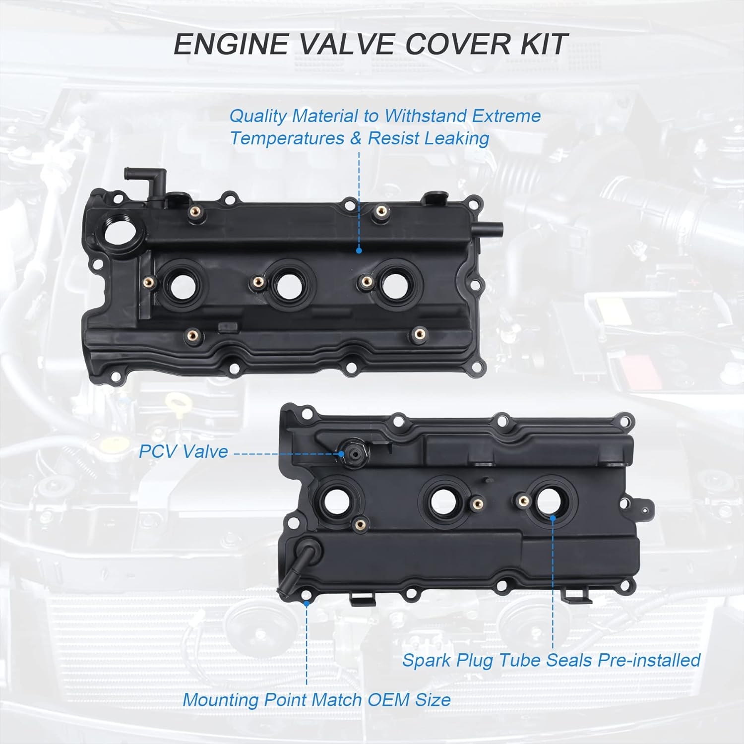 JDMSPEED New Engine Valve Cover With Gaskets Left - Right Side Replacement For Altima Maxima Murano I35 V6 3.5L 2002-2007 Replace 264-985 264-984 13264-8J113 13264-7Y000 (Set of 2) - Image 4