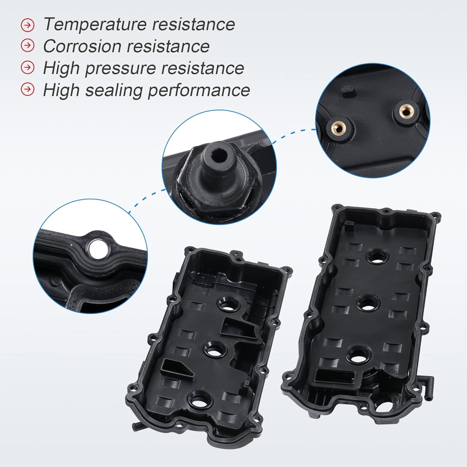 JDMSPEED New Engine Valve Cover With Gaskets Left - Right Side Replacement For Altima Maxima Murano I35 V6 3.5L 2002-2007 Replace 264-985 264-984 13264-8J113 13264-7Y000 (Set of 2) - Image 5