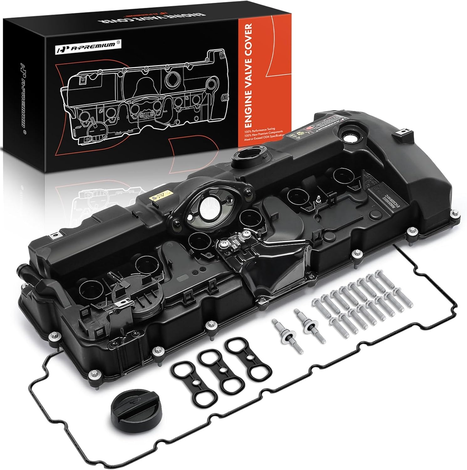 A-Premium Engine Valve Cover - Compatible with BMW Vehicles - 2.5L, 3.0L - 125i, 128i, 130i, 323i, 328i, 525i, 528i, 530i, X3, X5, Z4 - E60 E70 E82 E83 E84 E89 E90 E92 - Replace 11127552281