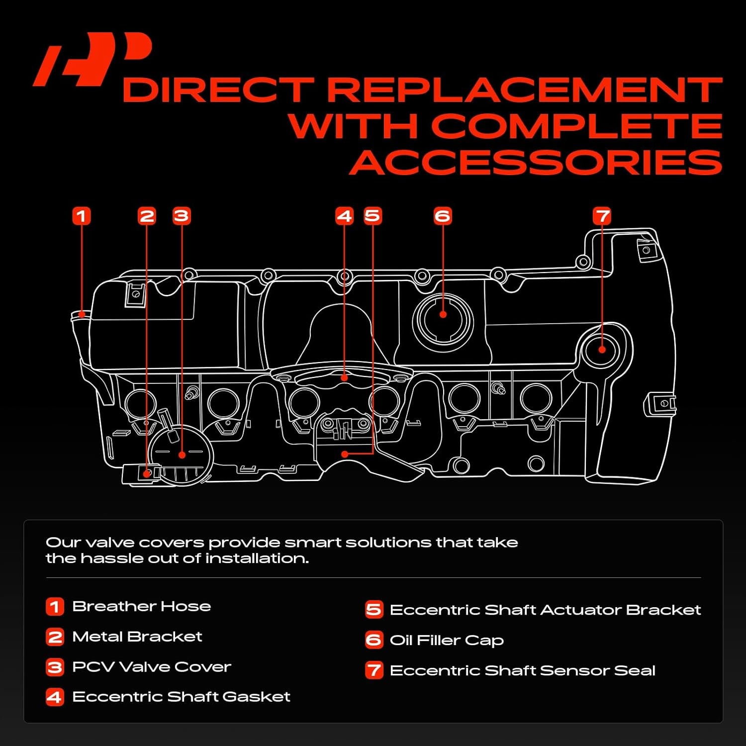 A-Premium Engine Valve Cover - Compatible with BMW Vehicles - 2.5L, 3.0L - 125i, 128i, 130i, 323i, 328i, 525i, 528i, 530i, X3, X5, Z4 - E60 E70 E82 E83 E84 E89 E90 E92 - Replace 11127552281 - Image 3