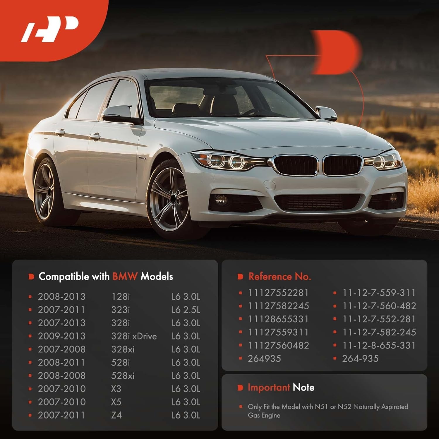 A-Premium Engine Valve Cover - Compatible with BMW Vehicles - 2.5L, 3.0L - 125i, 128i, 130i, 323i, 328i, 525i, 528i, 530i, X3, X5, Z4 - E60 E70 E82 E83 E84 E89 E90 E92 - Replace 11127552281 - Image 11