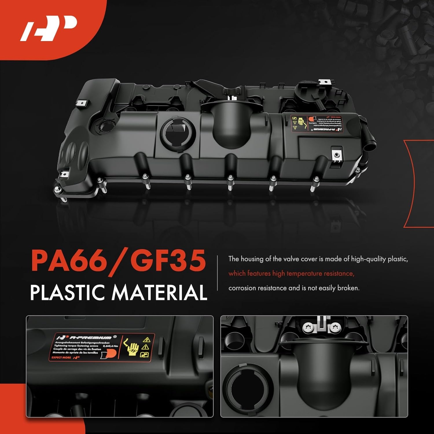 A-Premium Engine Valve Cover - Compatible with BMW Vehicles - 2.5L, 3.0L - 125i, 128i, 130i, 323i, 328i, 525i, 528i, 530i, X3, X5, Z4 - E60 E70 E82 E83 E84 E89 E90 E92 - Replace 11127552281 - Image 14