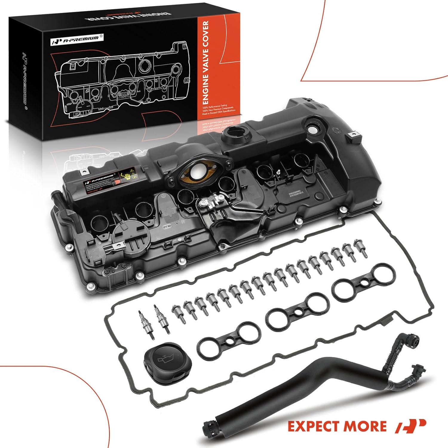 A-Premium Engine Valve Cover - Compatible with BMW Vehicles - 2.5L, 3.0L - 125i, 128i, 130i, 323i, 328i, 525i, 528i, 530i, X3, X5, Z4 - E60 E70 E82 E83 E84 E89 E90 E92 - Replace 11127552281 - Image 17