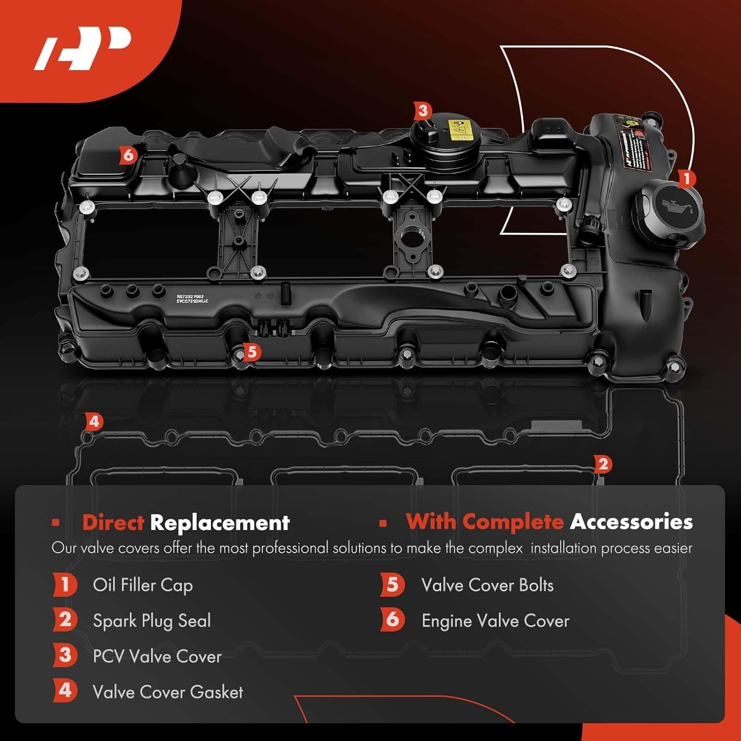 A-Premium N55 Engine Valve Cover Kit with Gasket -Oil Cap Compatible with 2011-2019 BMW Model - 328i 335i 435i 530i 535i 640i 740i 740Li (xDrive) X3 X5 X6, 3.0L Turbo, Replace 11127570292 - Image 3