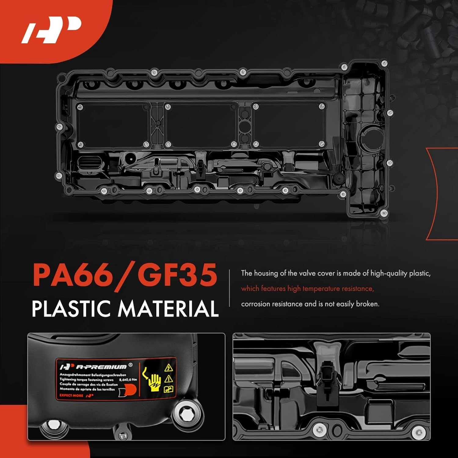 A-Premium N55 Engine Valve Cover Kit with Gasket -Oil Cap Compatible with 2011-2019 BMW Model - 328i 335i 435i 530i 535i 640i 740i 740Li (xDrive) X3 X5 X6, 3.0L Turbo, Replace 11127570292 - Image 5