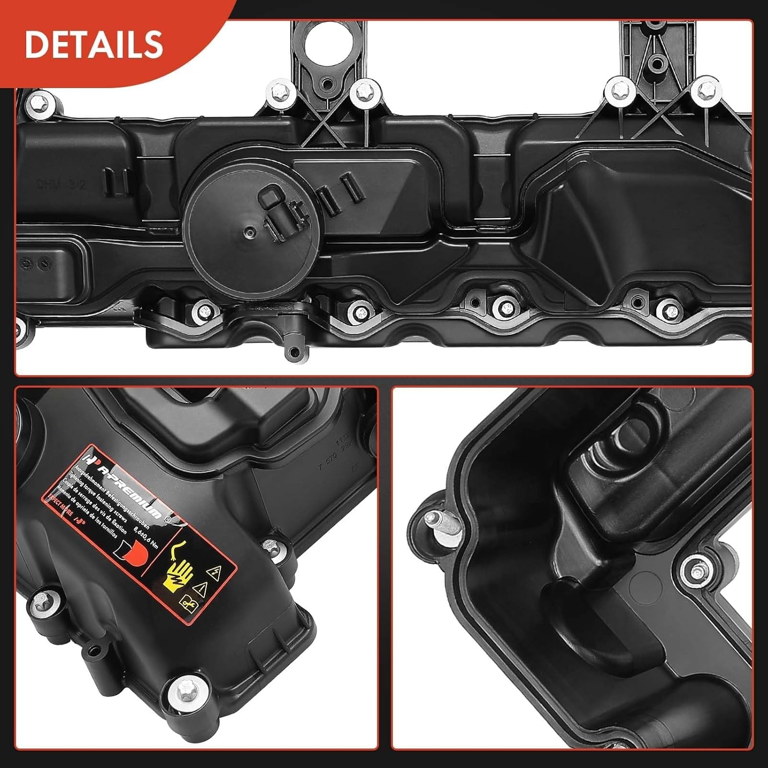 A-Premium N55 Engine Valve Cover Kit with Gasket -Oil Cap Compatible with 2011-2019 BMW Model - 328i 335i 435i 530i 535i 640i 740i 740Li (xDrive) X3 X5 X6, 3.0L Turbo, Replace 11127570292 - Image 8