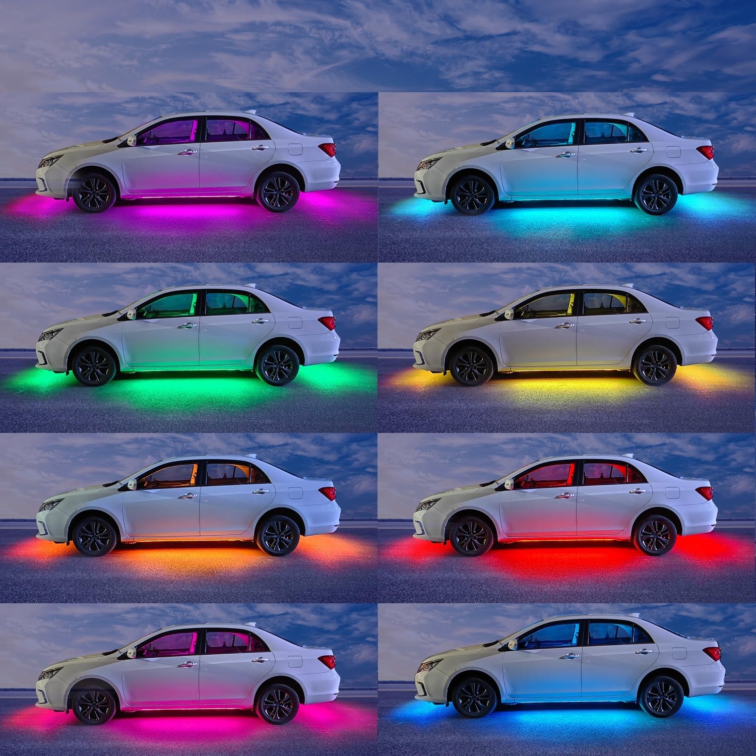 Smart RGB Car Underglow Kit with App & RF Remote - IP67 Waterproof, 16 Million Color LED Light Strips, Music Sync, Universal Fit for All Cars, Trucks, Vans - 12V DC Exterior Lighting - Image 2