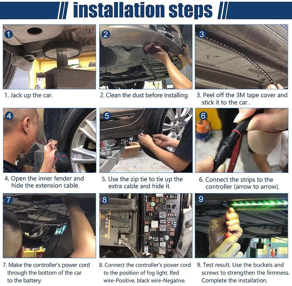 Car Underglow Lights, Bluetooth Dream Color Chasing StripLights Kit, 6 PCS Waterproof Exterior Car Lights with APP Control, 12V 300 LEDs Underbody Lights for All Cars - Image 5