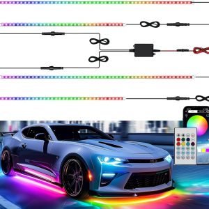 Underglow LED Lights for Cars 180 LEDs RGBI Neon Accent Strip Lights with App 16 Million Colors DIY – Music Mode Underbody Exterior Lights Kit for RV SUV Truck Boat 12V