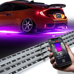 OPT7 Aura Pro Underglow LED Lights Kit for Car with APP -Remote Control, RGB Multicolor Modes, Music Sync, Waterproof Rigid Aluminum Light Bar, Exterior Neon Accent Underbody Lighting Kit