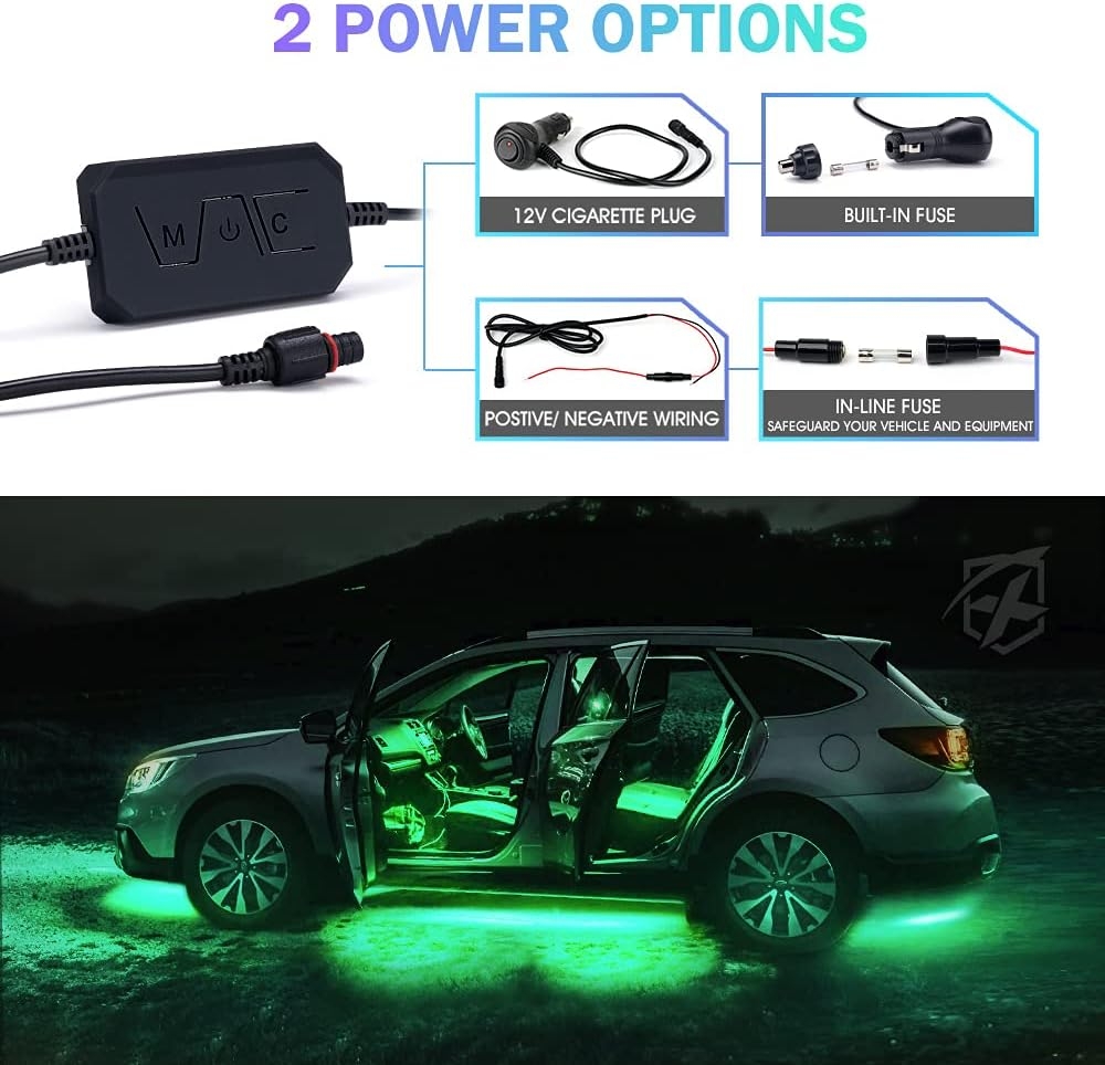 Xprite Car Underglow Neon Accent Strip Lights, 4 Pcs RGB 252 LEDs Underglow Kit with Sound Active Function Music Mode - Wireless Remote, Exterior Car Lights Underbody Lighting for Truck SUV Van - Image 10