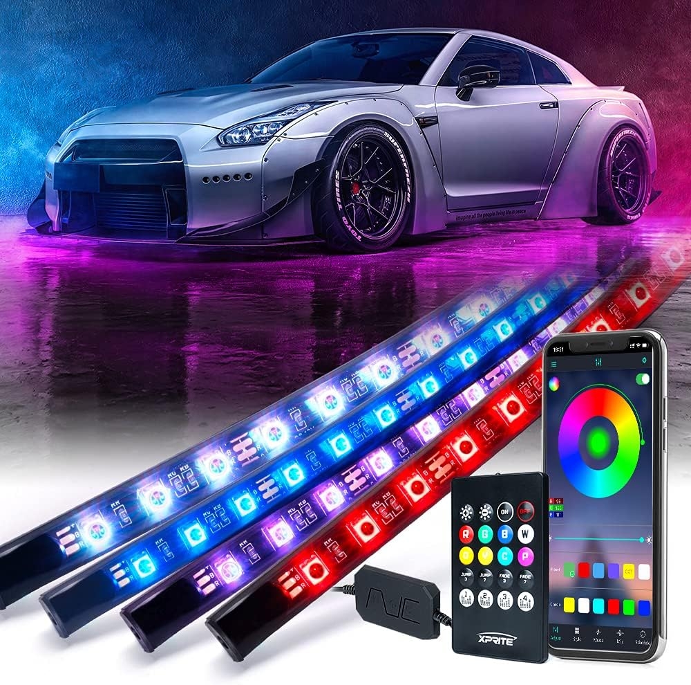 Xprite Car Underglow Neon Accent Strip Lights, 4 Pcs RGB 252 LEDs Underglow Kit with Sound Active Function Music Mode - Wireless Remote, Exterior Car Lights Underbody Lighting for Truck SUV Van - Image 15