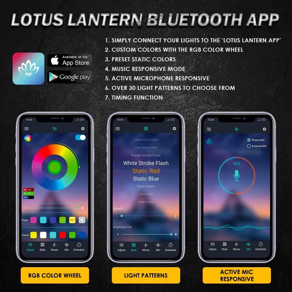 Xprite Car Underglow Neon Accent Strip Lights, 4 Pcs RGB 252 LEDs Underglow Kit with Sound Active Function Music Mode - Wireless Remote, Exterior Car Lights Underbody Lighting for Truck SUV Van - Image 18