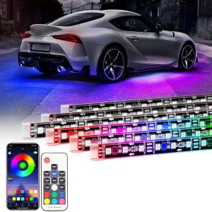 Car Underglow Kit, 12V 6 pcs RGB Led Lights Strip Neon Ambient Sets with Turn Signal for Cars, SUV, Truck Exterior Chassis Colorful Glow Accessories Controlled by APP, Sync to Music