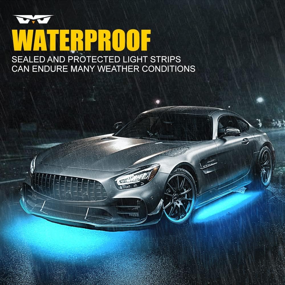 LUMENIX Double Row RGB LED Car Underglow Lights Kit, 4PCS Exterior Neon Accent Bluetooth Under Glow Light Strip for Cars SUVs Trucks Van, w/Dynamic Music & DIY Mode Underbody Chase Lights - Image 6