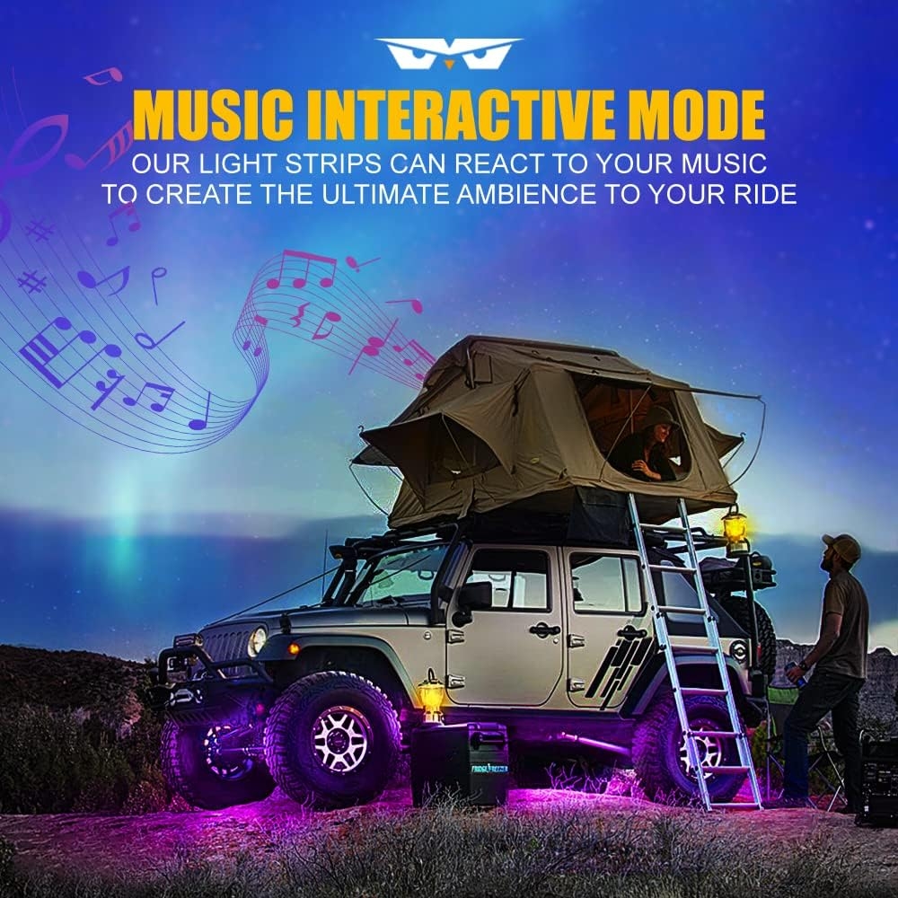 LUMENIX Double Row RGB LED Car Underglow Lights Kit, 4PCS Exterior Neon Accent Bluetooth Under Glow Light Strip for Cars SUVs Trucks Van, w/Dynamic Music & DIY Mode Underbody Chase Lights - Image 7