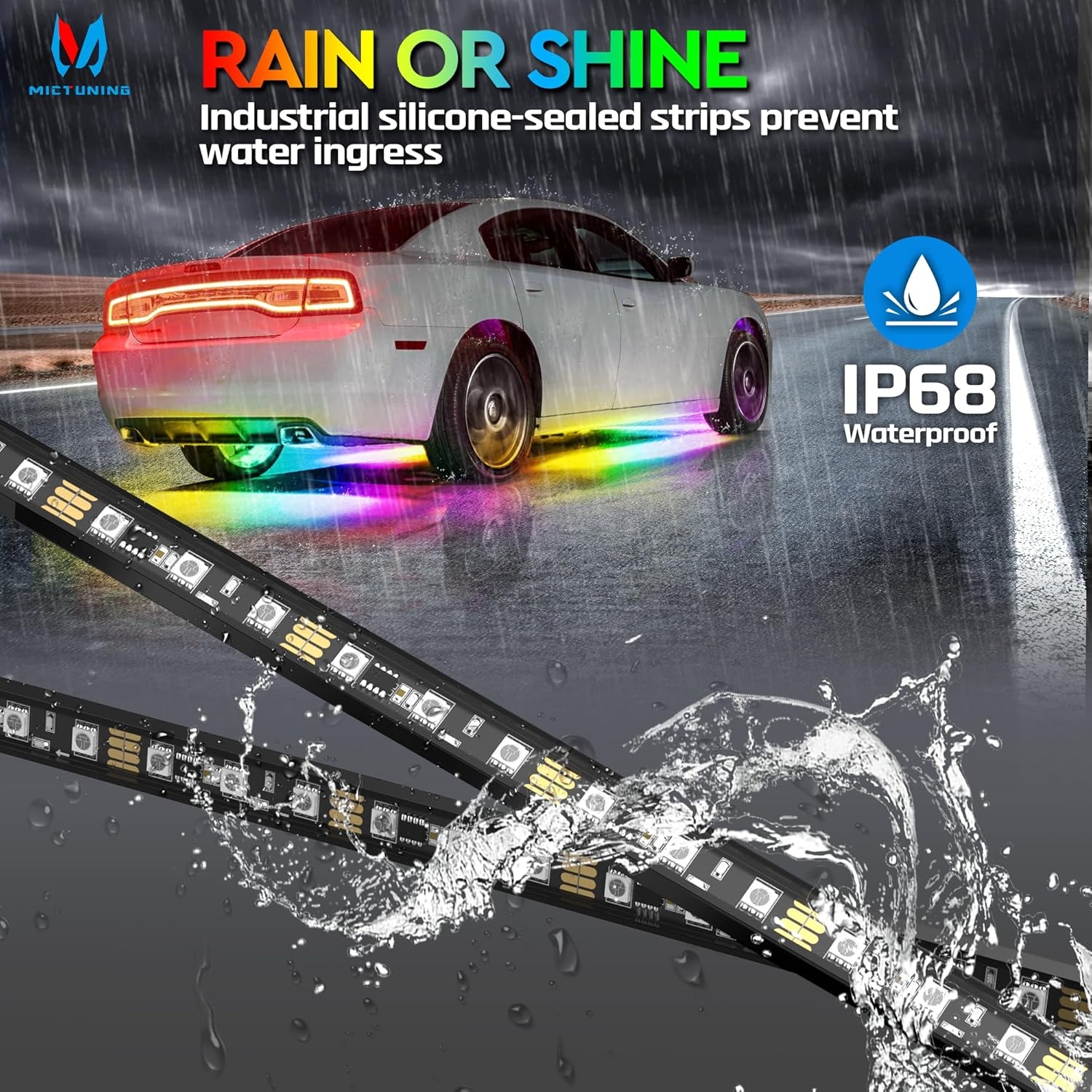 MICTUNING N8 Car Underglow Light Bar Kit, Chasing Color RGB+IC LED, Aluminum Exterior Underbody Multicolor Soundsync Neon Light Strip, Wireless App & Remote Control, IP68 Waterproof, 8PCS - Image 23