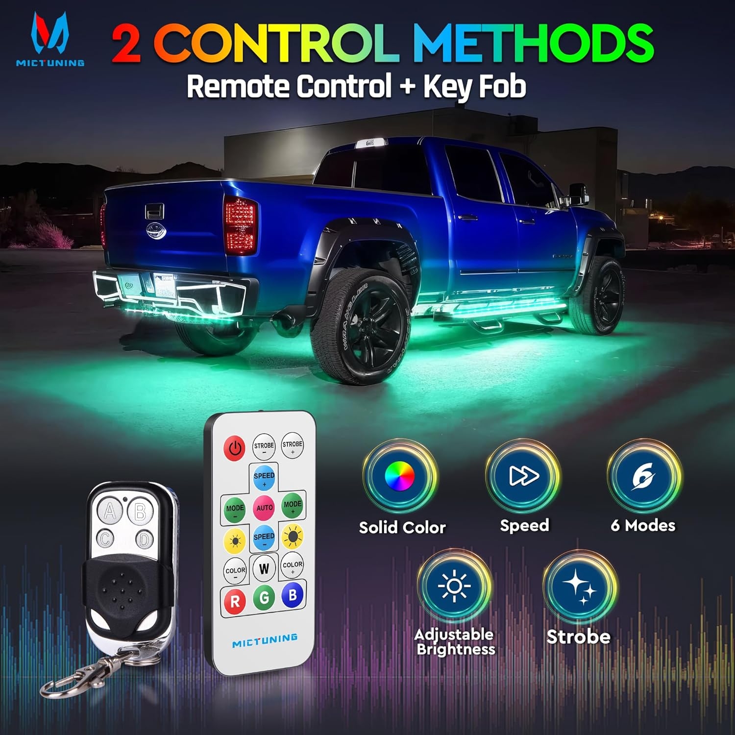 MICTUNING N8 Car Underglow Light Bar Kit, Chasing Color RGB+IC LED, Aluminum Exterior Underbody Multicolor Soundsync Neon Light Strip, Wireless App & Remote Control, IP68 Waterproof, 8PCS - Image 29