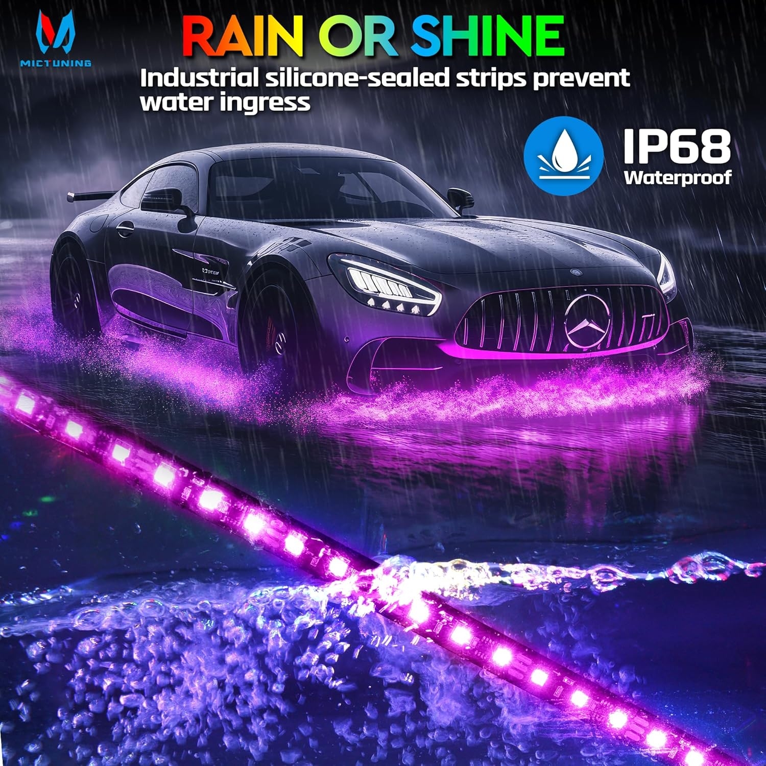 MICTUNING N8 Car Underglow Light Bar Kit, Chasing Color RGB+IC LED, Aluminum Exterior Underbody Multicolor Soundsync Neon Light Strip, Wireless App & Remote Control, IP68 Waterproof, 8PCS - Image 30