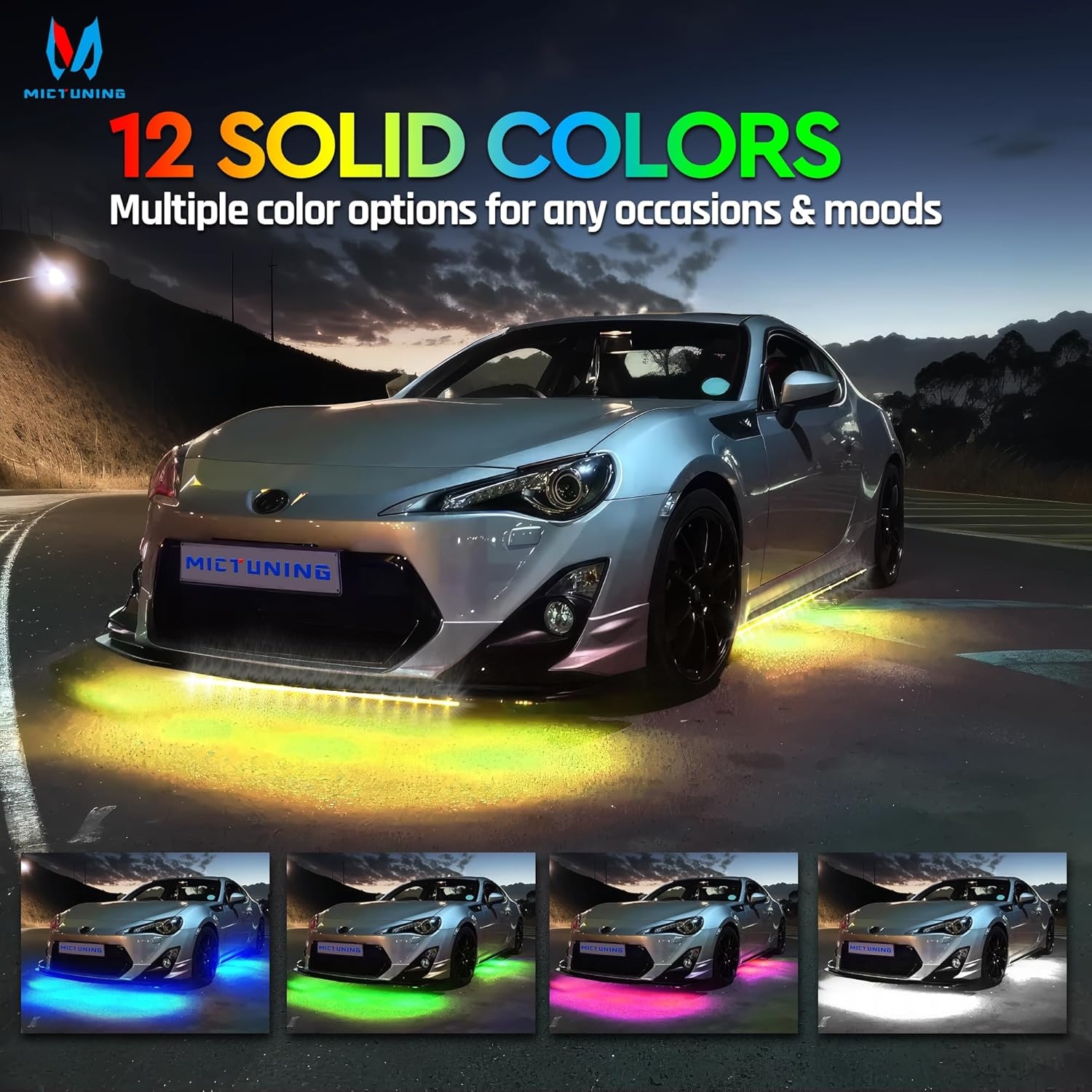 MICTUNING N8 Car Underglow Light Bar Kit, Chasing Color RGB+IC LED, Aluminum Exterior Underbody Multicolor Soundsync Neon Light Strip, Wireless App & Remote Control, IP68 Waterproof, 8PCS - Image 31