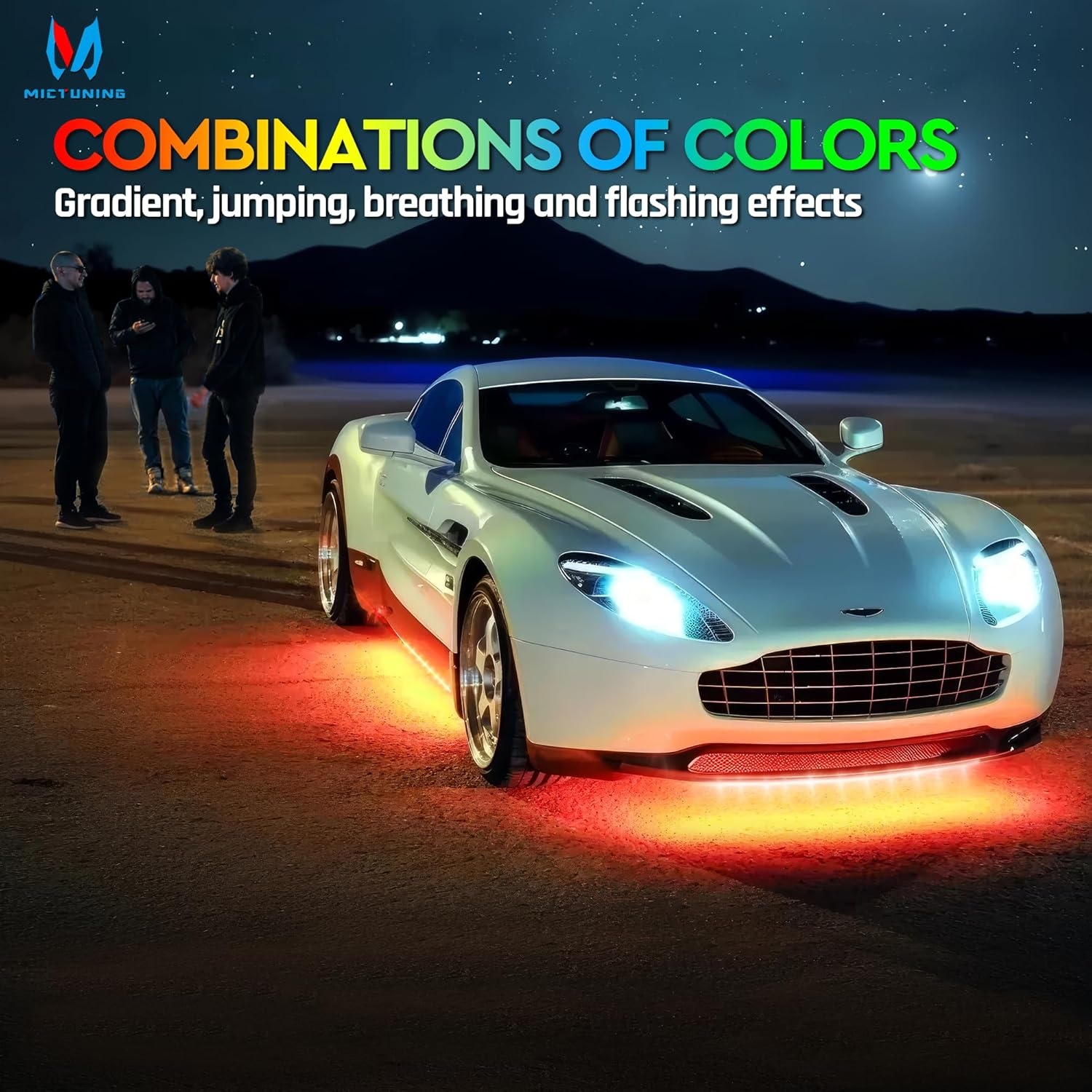 MICTUNING N8 Car Underglow Light Bar Kit, Chasing Color RGB+IC LED, Aluminum Exterior Underbody Multicolor Soundsync Neon Light Strip, Wireless App & Remote Control, IP68 Waterproof, 8PCS - Image 32