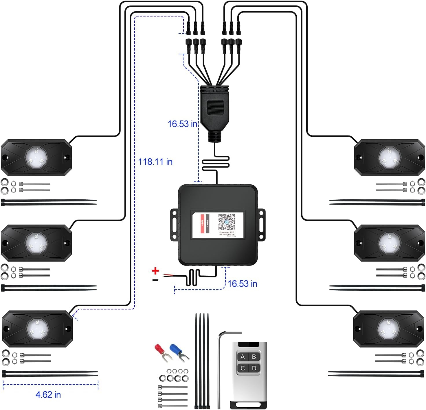 YiLaie RGB LED Rock Lights, 60 LEDs High Brightness Multifunction Neon underglow Kit Waterproof Light with APP/RF Control Multicolor Lights for ATV RZR UTV SUV Off Road Car, DC 12V (4 Pods) - Image 27