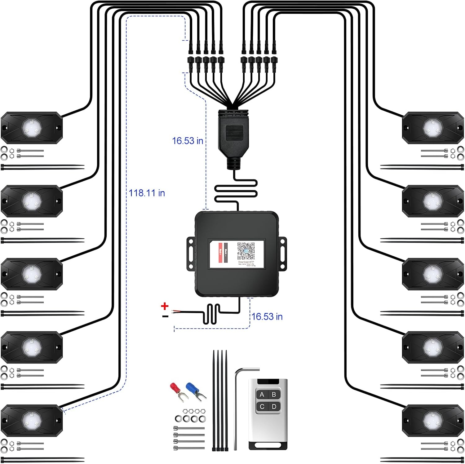 YiLaie RGB LED Rock Lights, 60 LEDs High Brightness Multifunction Neon underglow Kit Waterproof Light with APP/RF Control Multicolor Lights for ATV RZR UTV SUV Off Road Car, DC 12V (4 Pods) - Image 36