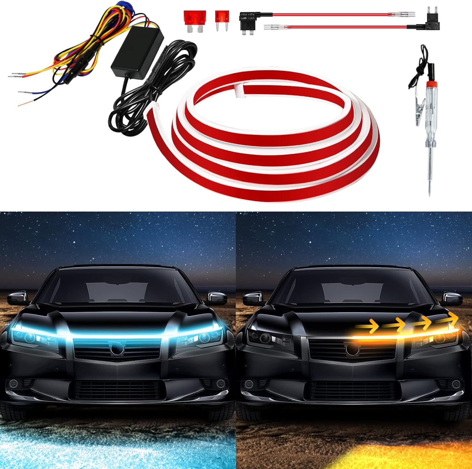 Exterior Car LED Hood Light Strip,RGB Multicolor Dynamic Scan Start Up Hoodbeam Kit with App - Remote Control,59 Inch 12V Updated Waterproof Hood Glow Lights for Cars, Trucks,SUV (1set) - Image 13