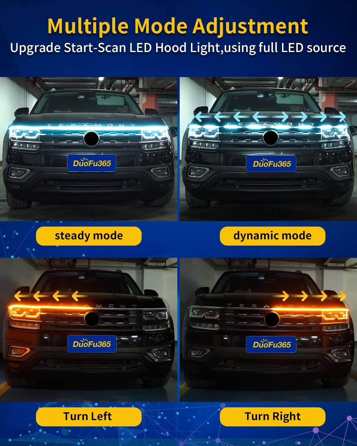 Exterior Car LED Hood Light Strip,RGB Multicolor Dynamic Scan Start Up Hoodbeam Kit with App - Remote Control,59 Inch 12V Updated Waterproof Hood Glow Lights for Cars, Trucks,SUV (1set) - Image 14
