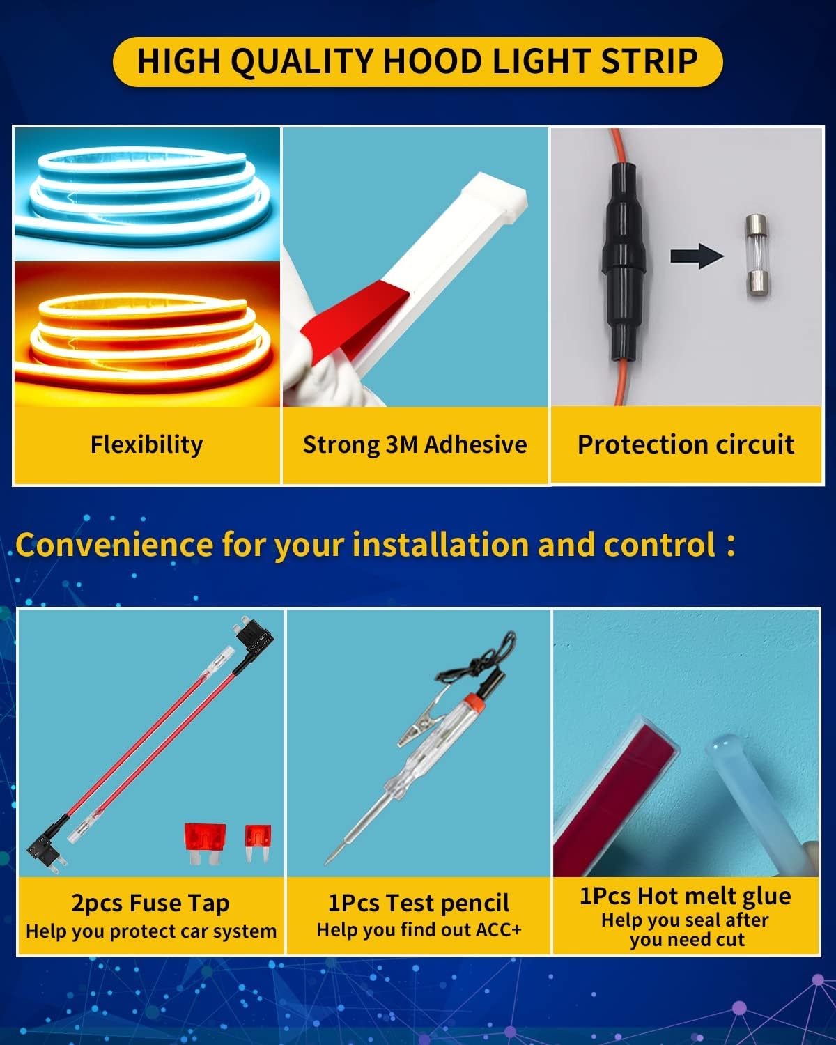 Exterior Car LED Hood Light Strip,RGB Multicolor Dynamic Scan Start Up Hoodbeam Kit with App - Remote Control,59 Inch 12V Updated Waterproof Hood Glow Lights for Cars, Trucks,SUV (1set) - Image 18