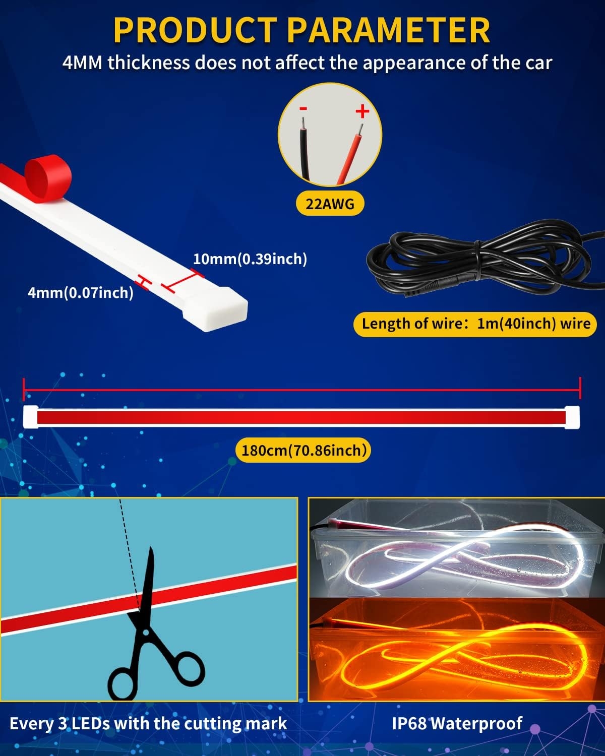 Exterior Car LED Hood Light Strip,RGB Multicolor Dynamic Scan Start Up Hoodbeam Kit with App - Remote Control,59 Inch 12V Updated Waterproof Hood Glow Lights for Cars, Trucks,SUV (1set) - Image 23