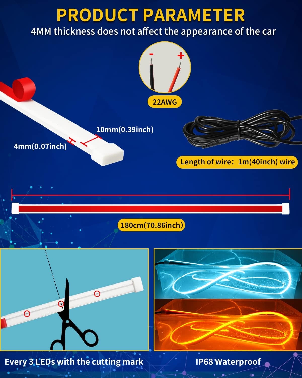 Exterior Car LED Hood Light Strip,RGB Multicolor Dynamic Scan Start Up Hoodbeam Kit with App - Remote Control,59 Inch 12V Updated Waterproof Hood Glow Lights for Cars, Trucks,SUV (1set) - Image 28