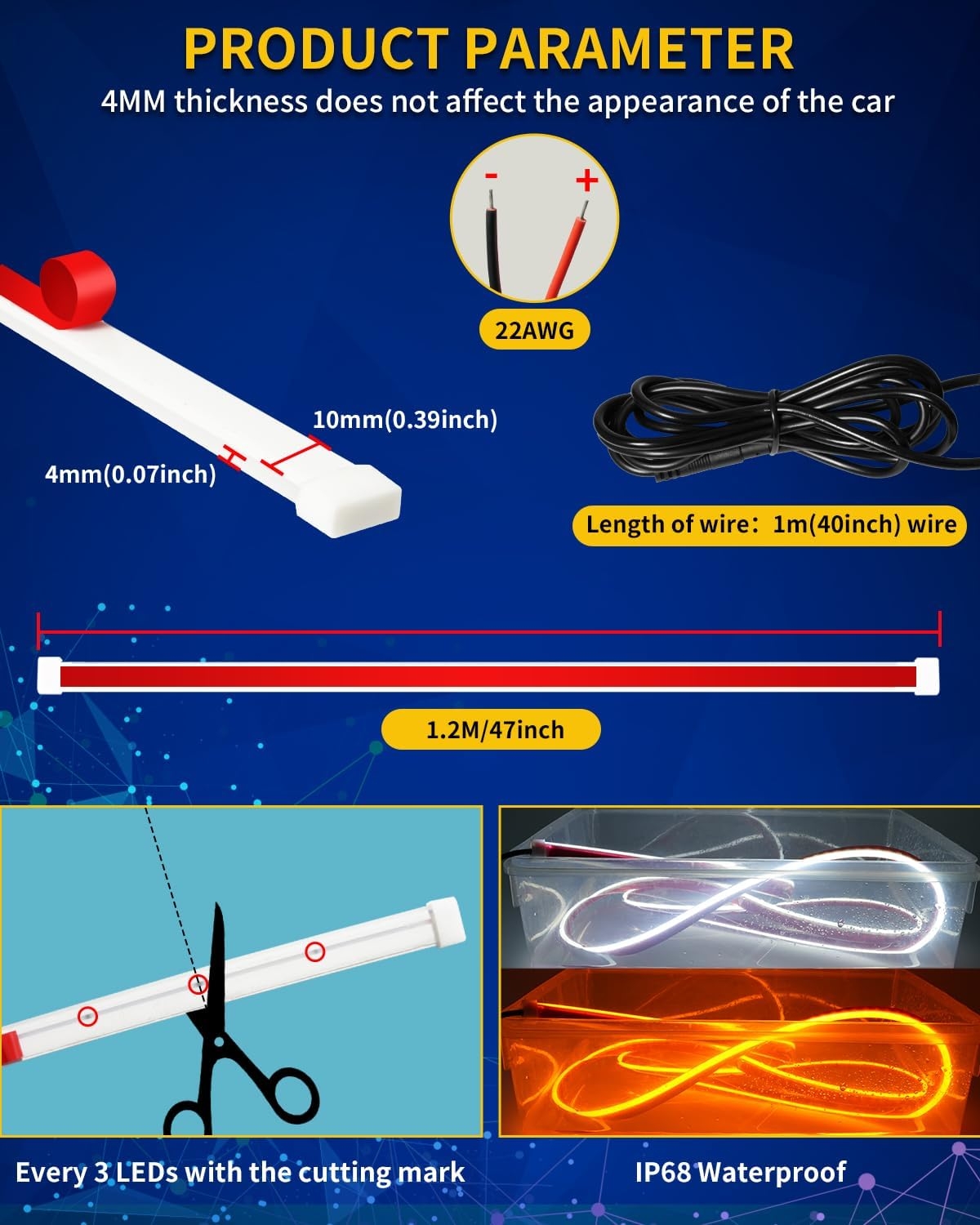 Exterior Car LED Hood Light Strip,RGB Multicolor Dynamic Scan Start Up Hoodbeam Kit with App - Remote Control,59 Inch 12V Updated Waterproof Hood Glow Lights for Cars, Trucks,SUV (1set) - Image 30