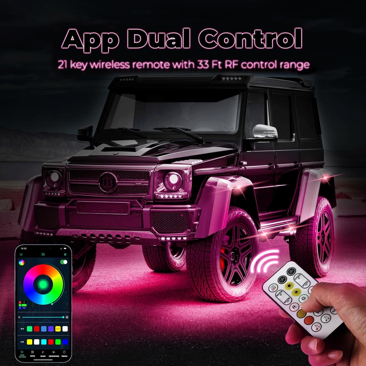 8 Pods Full Angle RGB Rock Lights Compatible with 12V Trucks Jeep UTV SUV ATV Boat Golf Cart, Waterproof, Multi-Color,Brake Light, App/Remote Control Led Rock Lights with Music Mode - Image 22