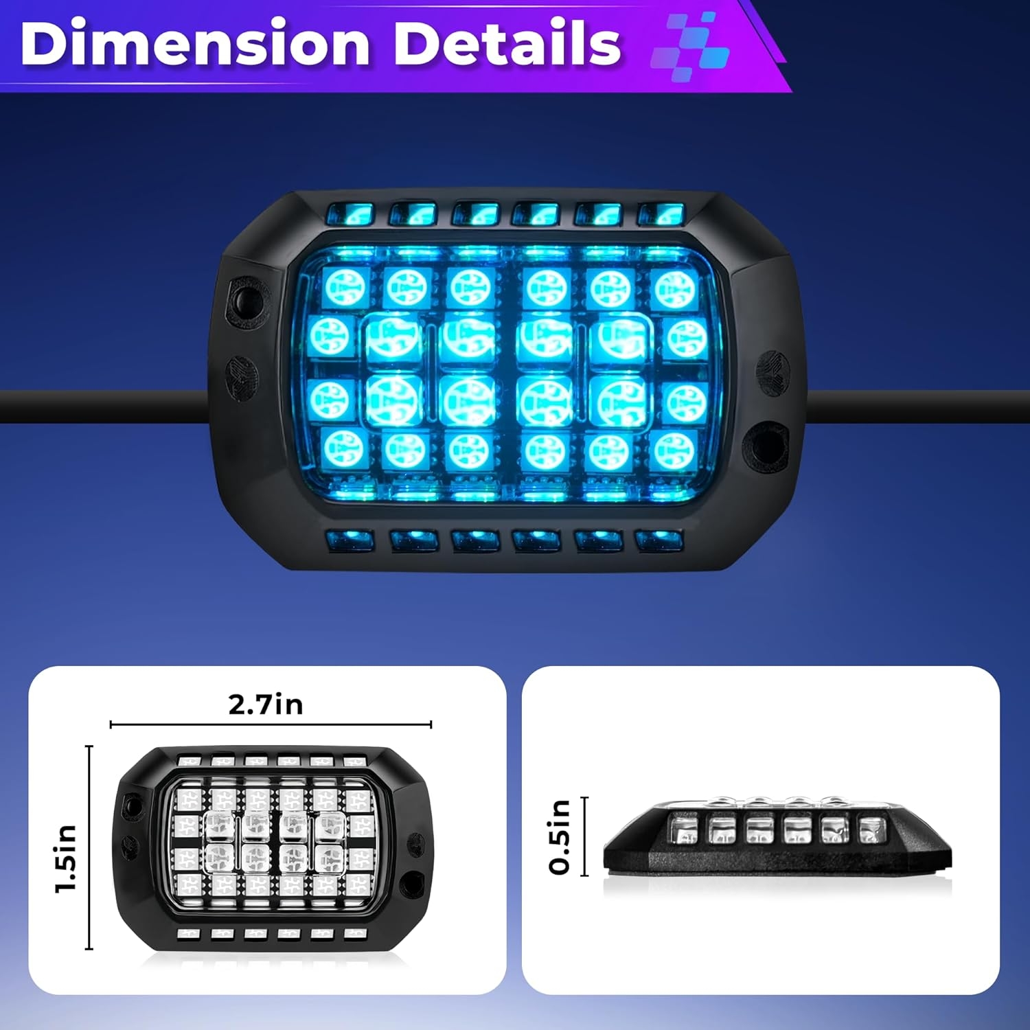 8 Pods Full Angle RGB Rock Lights Compatible with 12V Trucks Jeep UTV SUV ATV Boat Golf Cart, Waterproof, Multi-Color,Brake Light, App/Remote Control Led Rock Lights with Music Mode - Image 28