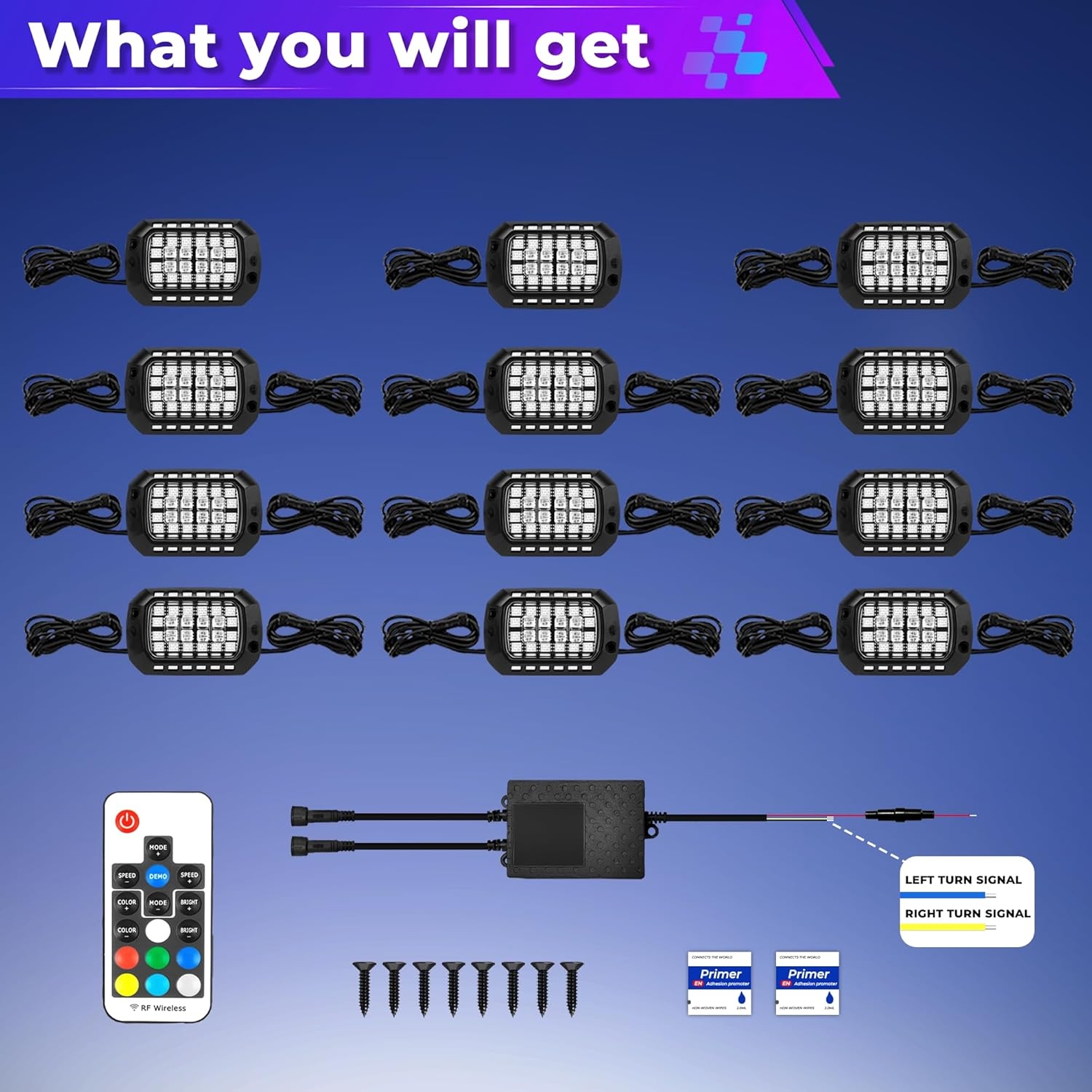 8 Pods Full Angle RGB Rock Lights Compatible with 12V Trucks Jeep UTV SUV ATV Boat Golf Cart, Waterproof, Multi-Color,Brake Light, App/Remote Control Led Rock Lights with Music Mode - Image 29