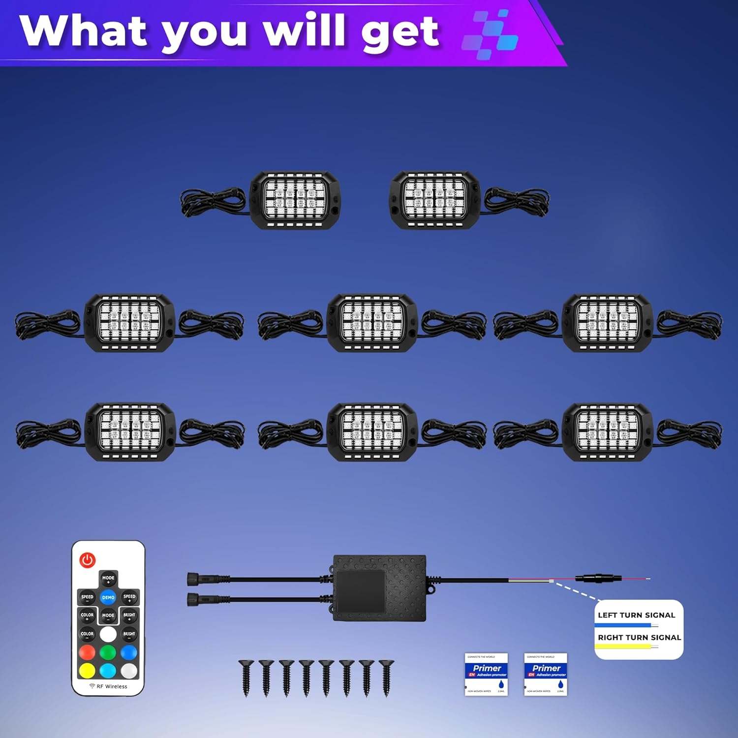 8 Pods Full Angle RGB Rock Lights Compatible with 12V Trucks Jeep UTV SUV ATV Boat Golf Cart, Waterproof, Multi-Color,Brake Light, App/Remote Control Led Rock Lights with Music Mode - Image 31