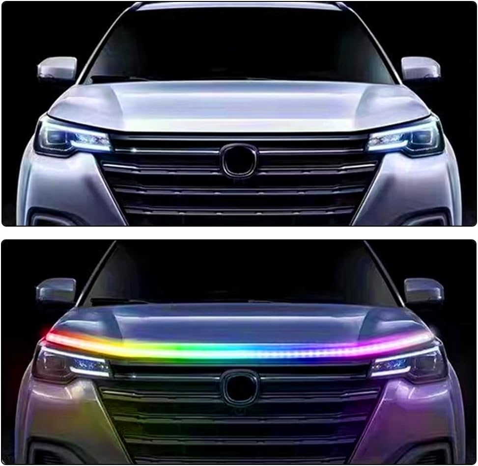 DREAMIZER 71" 12V RGB Car LED Lights Exterior Flexible Hood Light Strip,IP68 Waterproof Dynamic Car LED Strip Light with Turn Signal for Cars Truck SUV,APP Control - Image 2