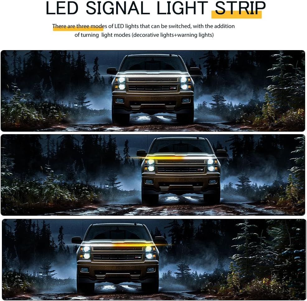 DREAMIZER 71" 12V RGB Car LED Lights Exterior Flexible Hood Light Strip,IP68 Waterproof Dynamic Car LED Strip Light with Turn Signal for Cars Truck SUV,APP Control - Image 6