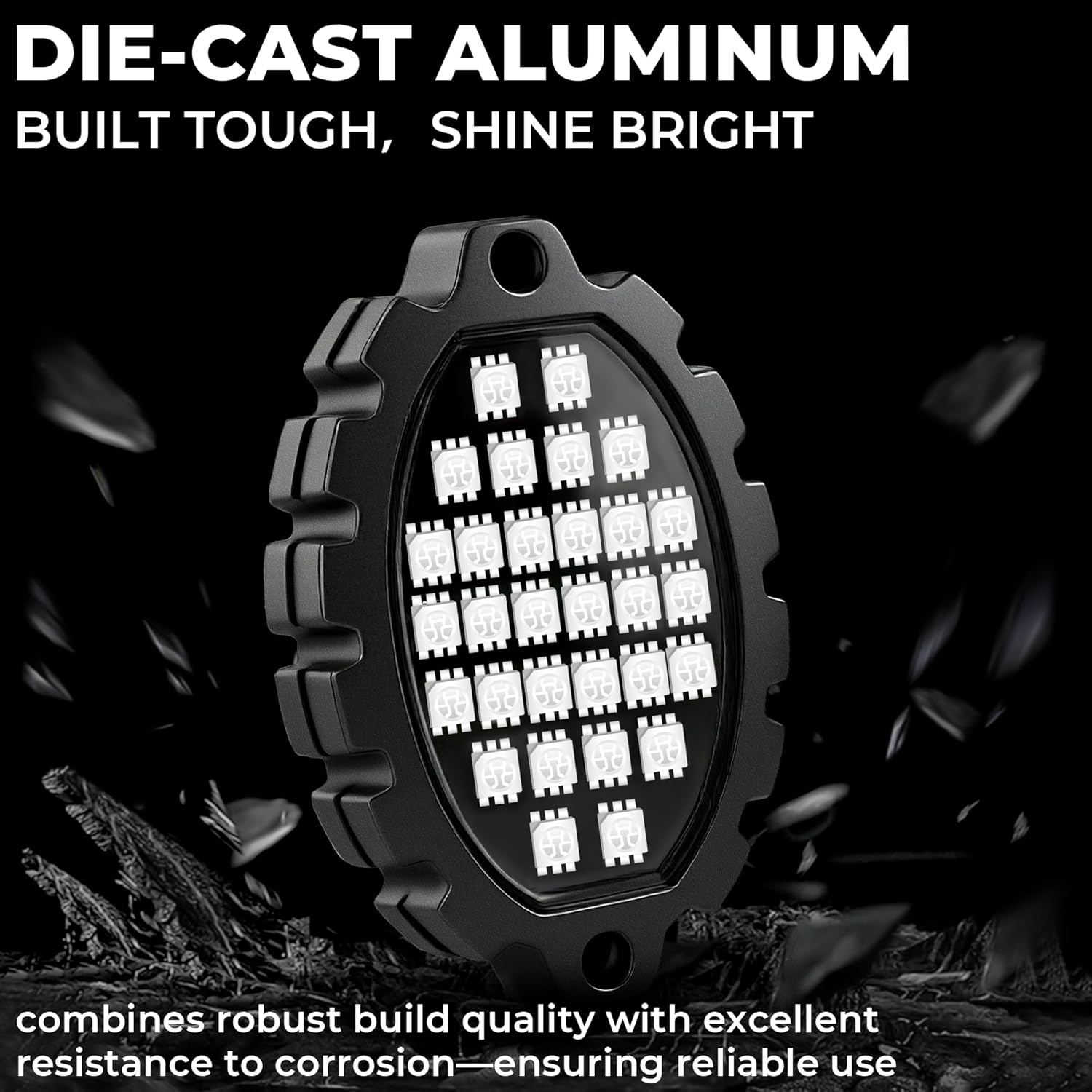 6 Pods Metal Aluminum RGB Rock Lights for Trucks Jeep UTV SUV ATV Golf Cart, Multi Chasing Color App/Remote Control Led Rock Lights with Music Mode, Waterproof Exterior Underglow Kits for Cars - Image 2