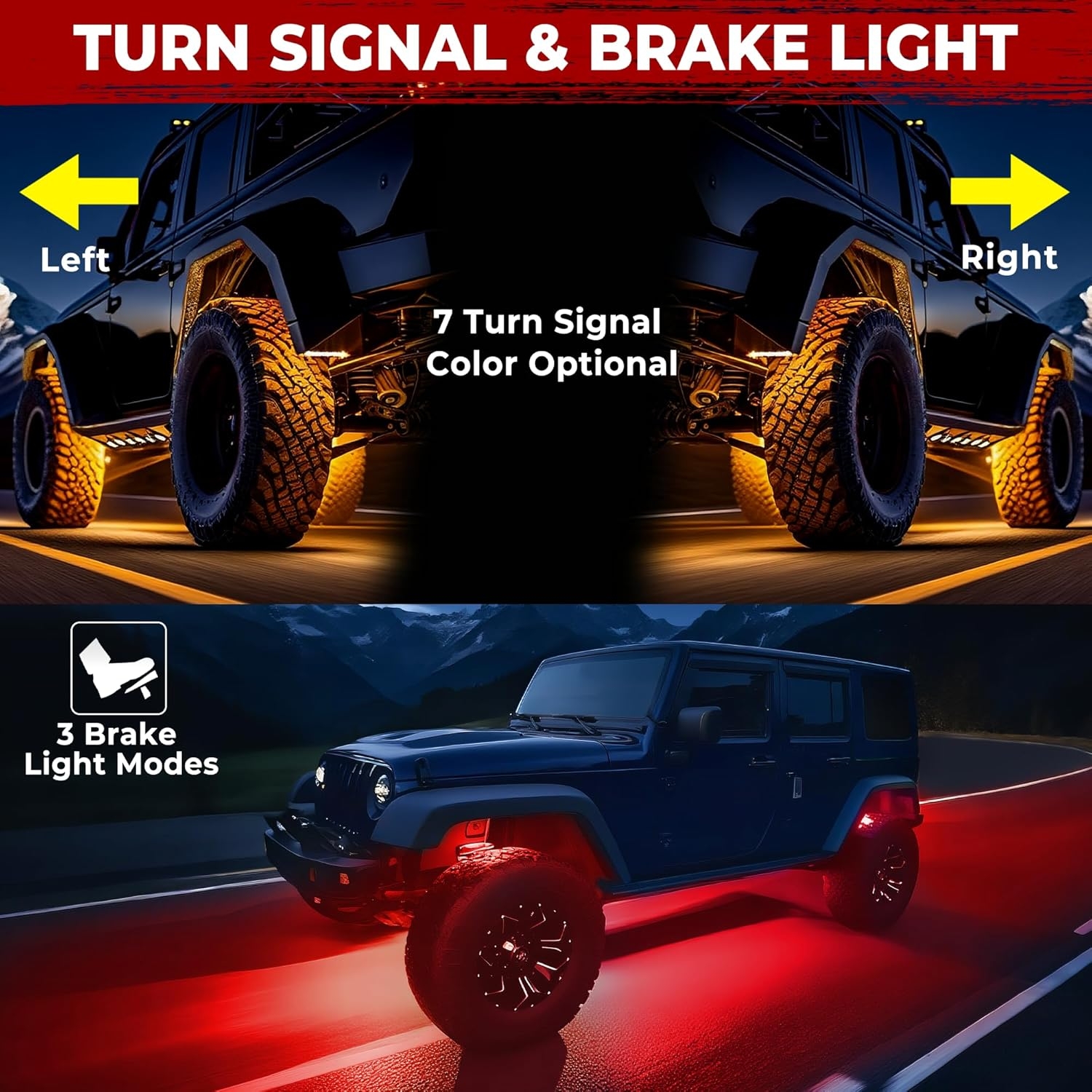 6 Pods Metal Aluminum RGB Rock Lights for Trucks Jeep UTV SUV ATV Golf Cart, Multi Chasing Color App/Remote Control Led Rock Lights with Music Mode, Waterproof Exterior Underglow Kits for Cars - Image 5