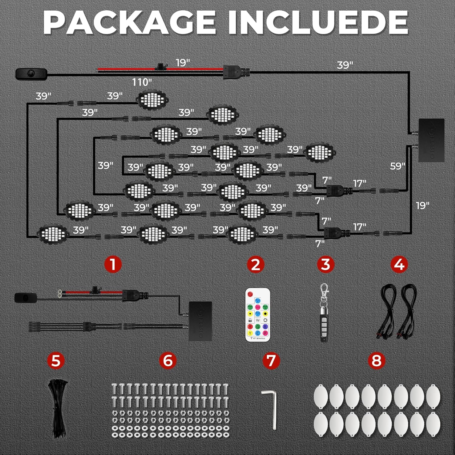 6 Pods Metal Aluminum RGB Rock Lights for Trucks Jeep UTV SUV ATV Golf Cart, Multi Chasing Color App/Remote Control Led Rock Lights with Music Mode, Waterproof Exterior Underglow Kits for Cars - Image 11